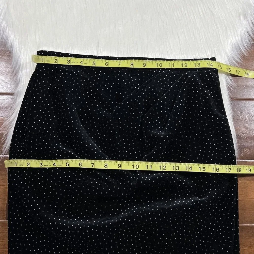 Theory Size 4 Black White Polka Dot Velvet‎ Pleated Wrap Skirt